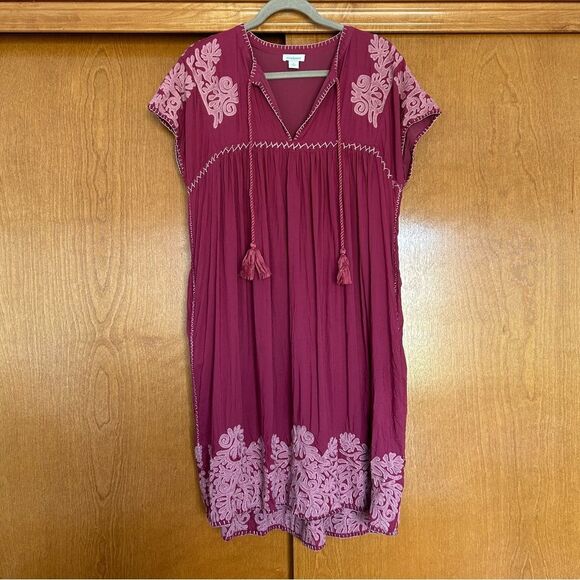 Sundance Bright Pathway Embroidered Short Sleeve Mini Dress Size Large Flaw - Picture 1 of 14